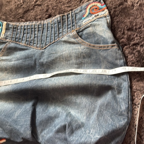 Angels Never Die Logo Denim Bomber Embroidered Sequins Mini Skirt sz S - Picture 12 of 12